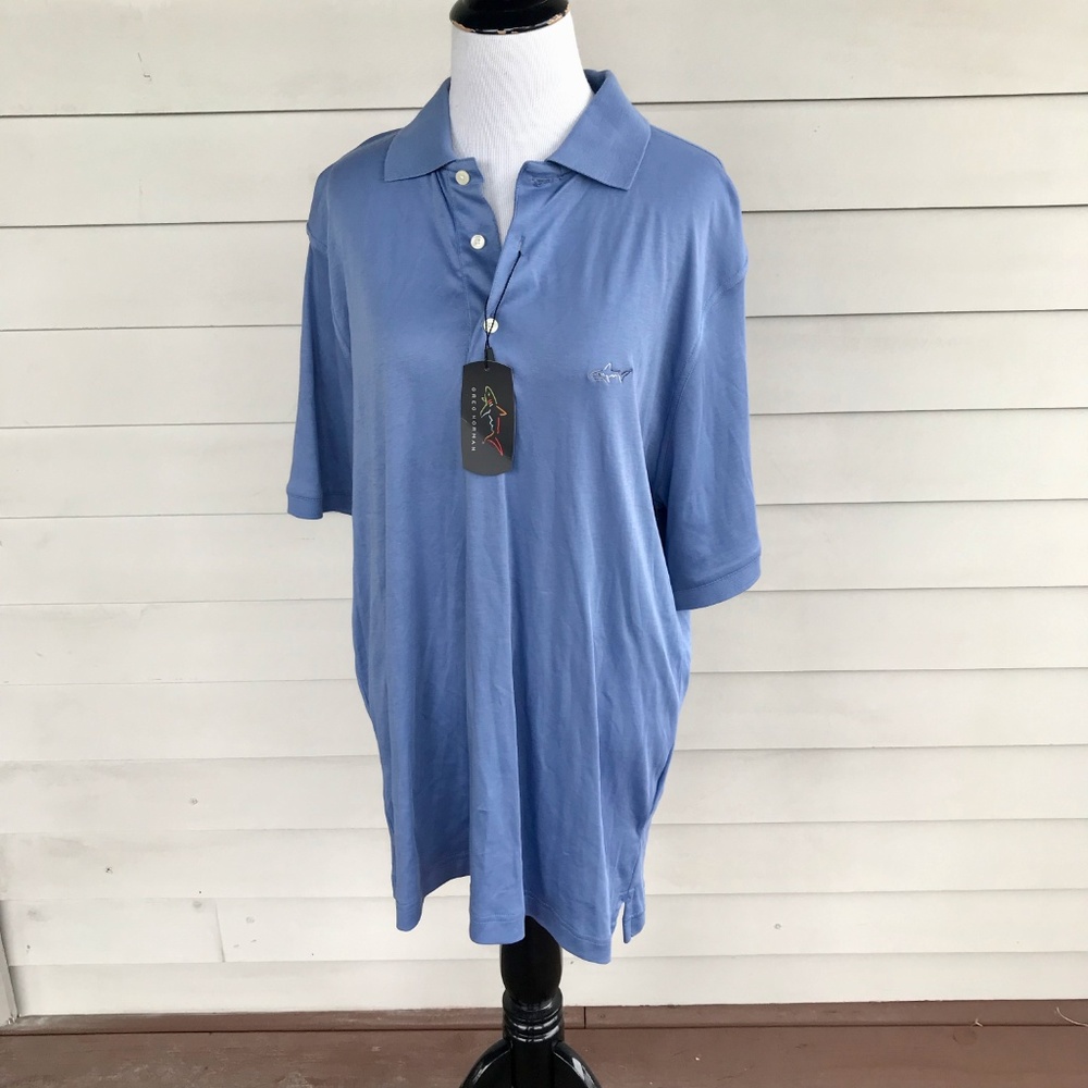 Greg Norman Shark Slate Blue Golf Polo Shirt NWT